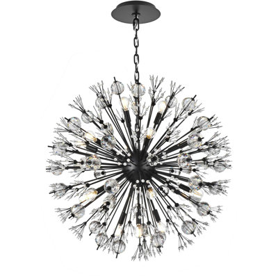Vera 32 Inch Crystal Starburst Round Hudspeth in Chrome