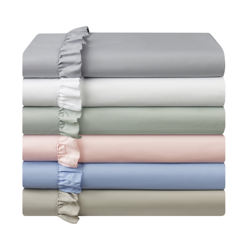 Taupe Twin Microfiber Ruffle Hem Sheet Set