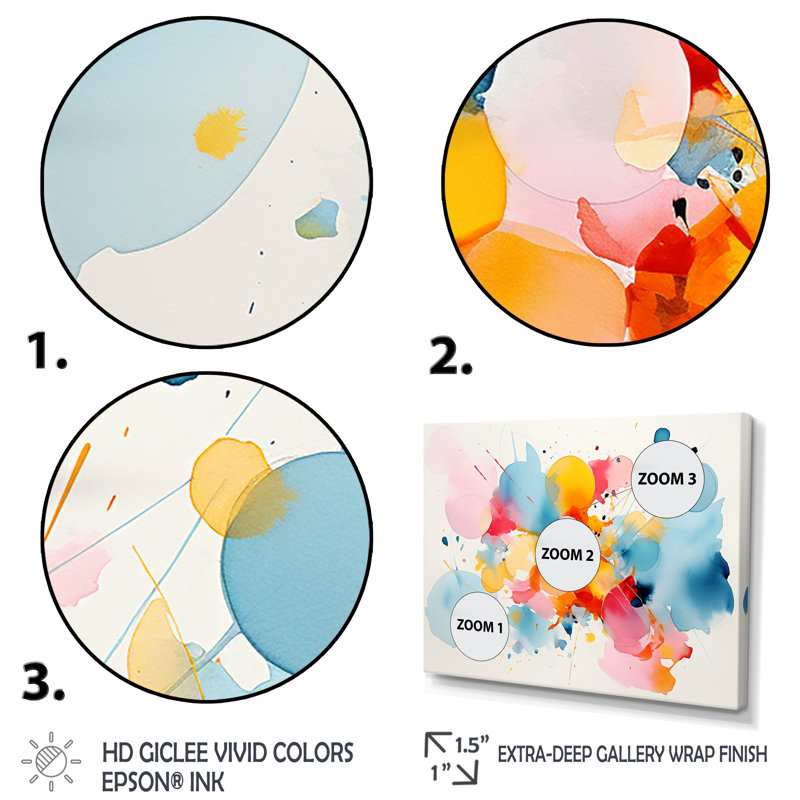 «Pastel Color Geometric Ink Collage IV», art mural géométrique, Cadre flottant noir, H 16 po x l 32 po x P 1 po