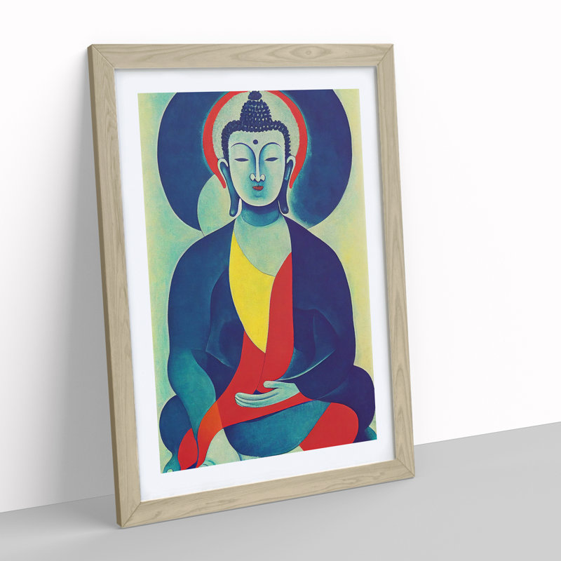 Buddha - Framed Print, 46cm H x 34cm W x 2cm D, Oak