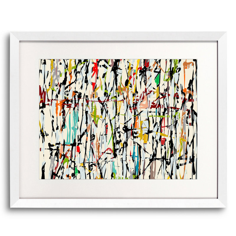 Pollock Wink 2 Print by Angel Estevez, White Single Picture Framed Paper, White, 32" H x 41" W x 1.25" D