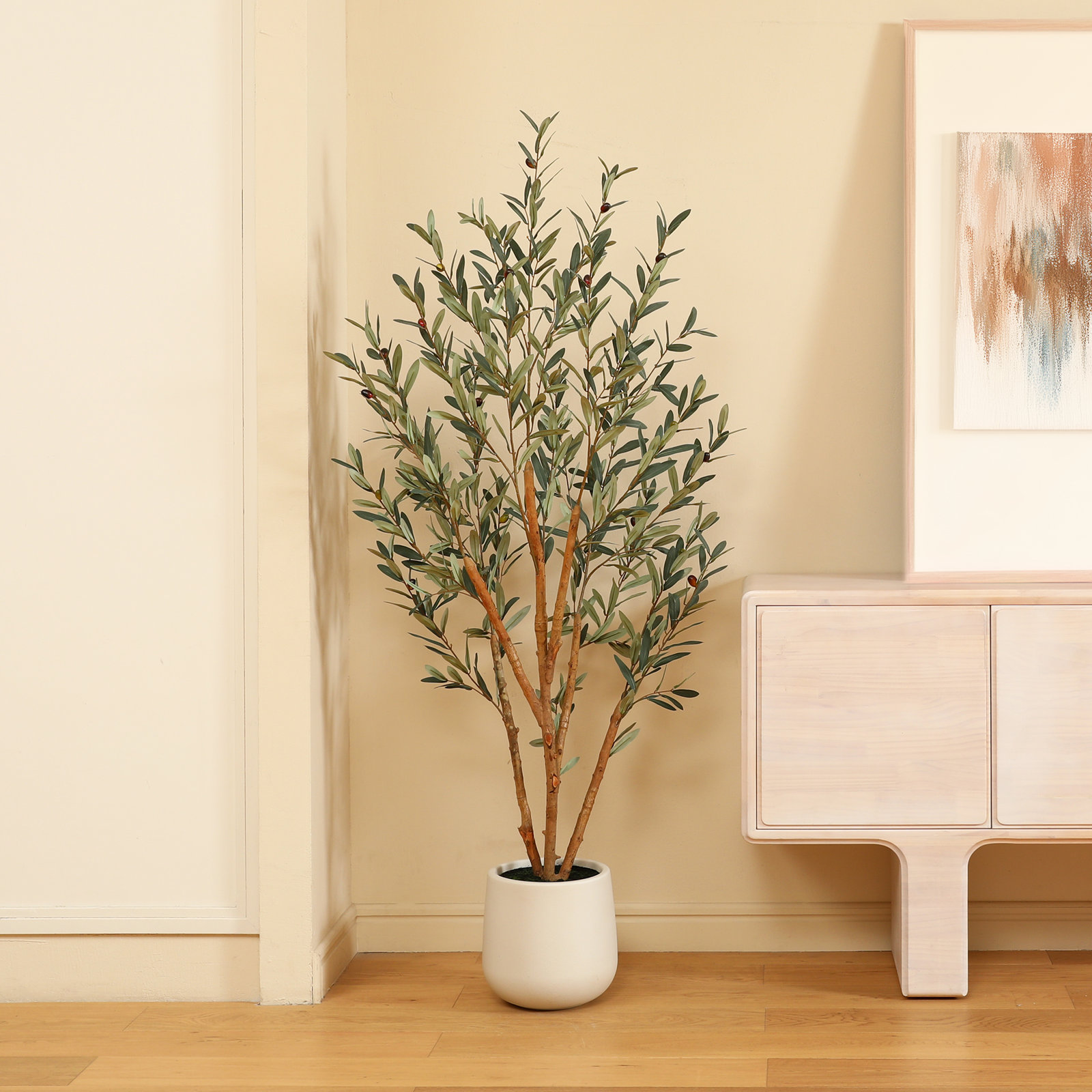 Adcock 84" Olive Tree in Pot, 72" H x 24" W x 24" D