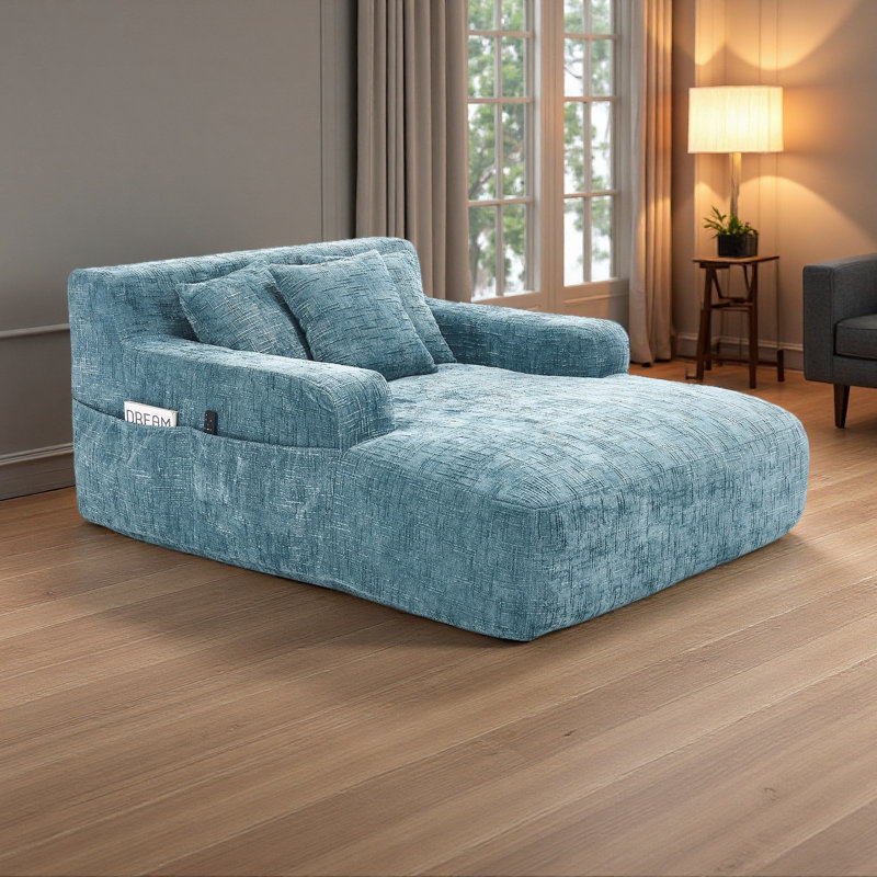 Canapé-lit Chenille, Bleu menthe