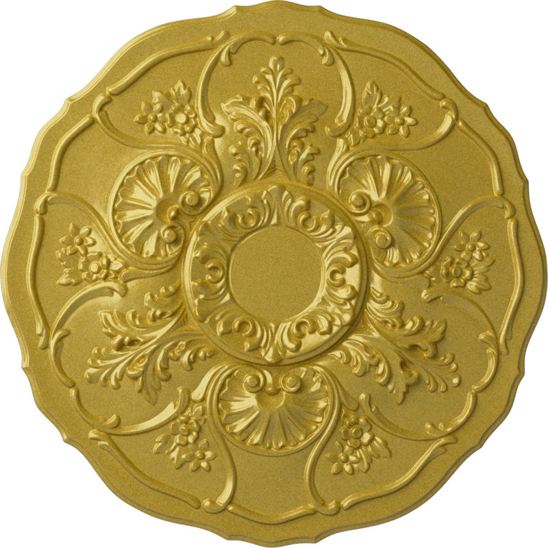 Médaillon de plafond Endurathane Cornelia, DO 22 1/2 po x P 1 1/2 po (pour auvents jusqu'à 4 po), finition or riche peinte à la main