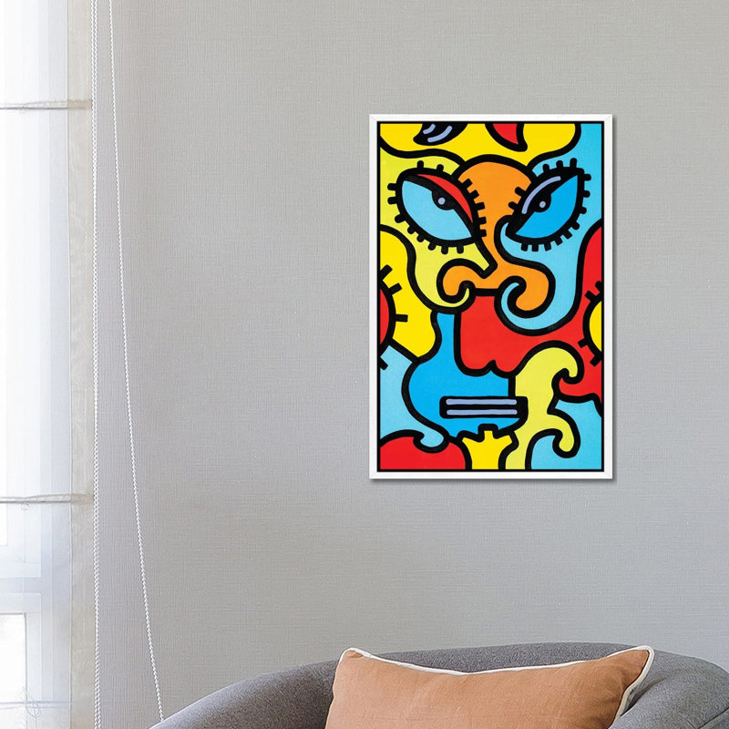 Shanghai Mask by Billy The Artist - Print on Canvas, 66.04 cm H x 45.72 cm W, White Framed