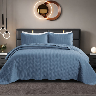 Embossed Microfiber Quilt Coverlet Set