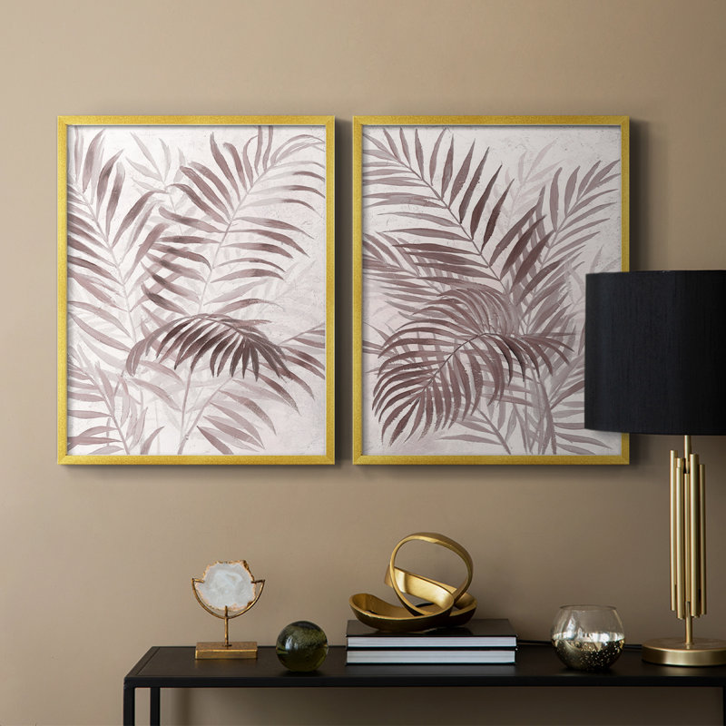 Impression sur toile I-Premium Inversed Island Palms - prête à être accrochée - aucun clou requis - aucun clou requis, Doré