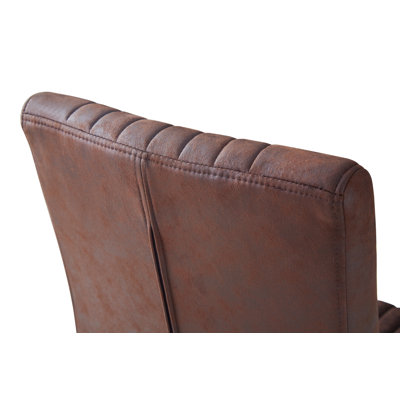 Mileta 51 cm H Tufted Faux Leather Cantilever Chair in Brown