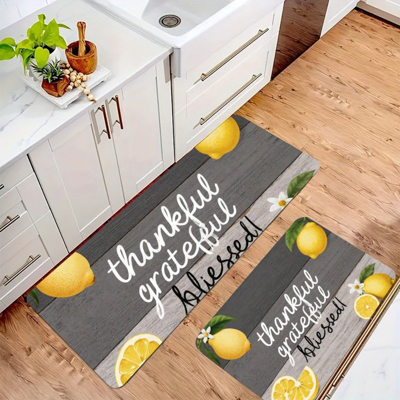 Ensemble de 2 tapis de cuisine «Thankful Grateful»