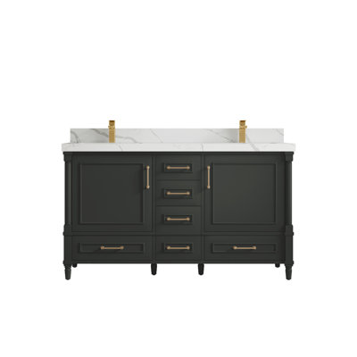 Aberdeen 60'' Double Bathroom Vanity Set -  Willow Collections, ABD_BLK_CA_LZ_60D