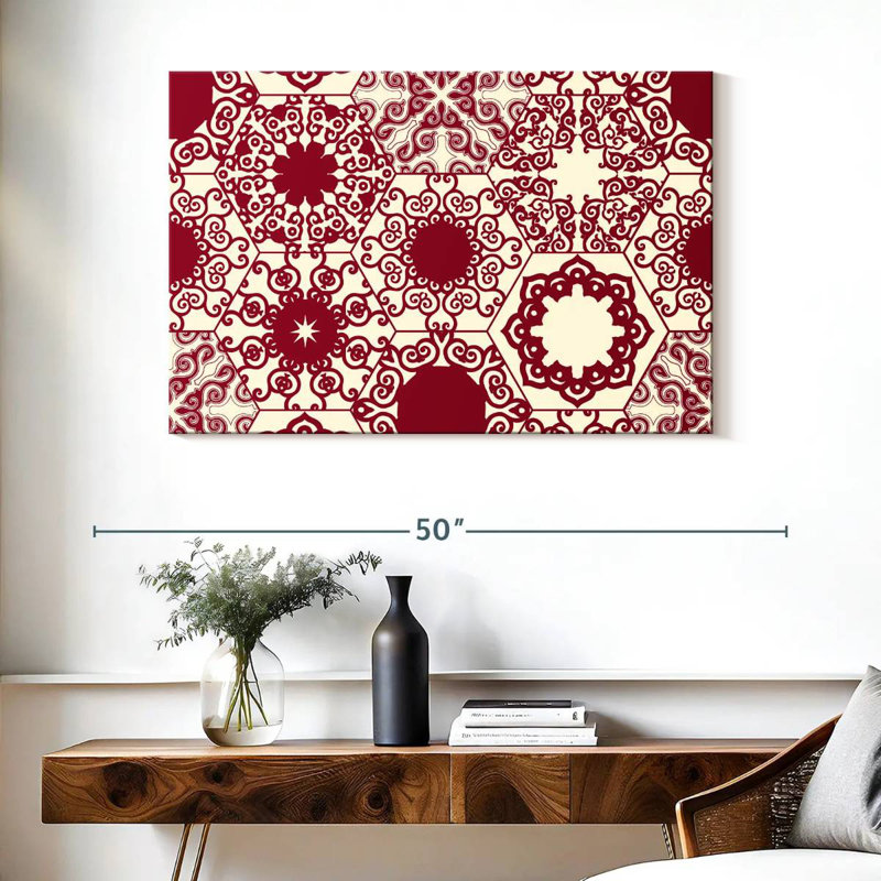 Kerner Red Hexagon Patterns, 26" H x 39" W