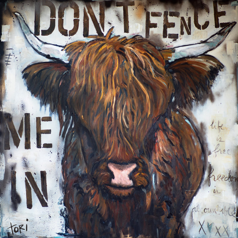 «Don't Fence Me In», reproduction de peinture à l'huile sur toile tendue, H 18 po x l 18 po