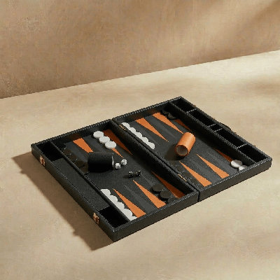 Black Leather Backgammon Set – Luxury Travel Board Game
