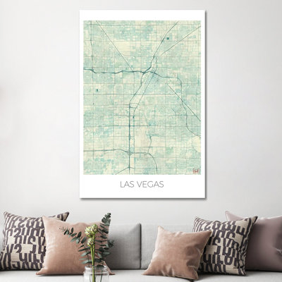 Las Vegas Vintage Urban Blueprint Map by Hubert Roguski - Wrapped Canvas Print
