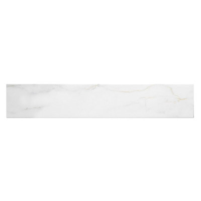 Porlan Tulane White 3-in. x 17-in. Subway Marble Look Matte Porcelain Wall & Floor Tile