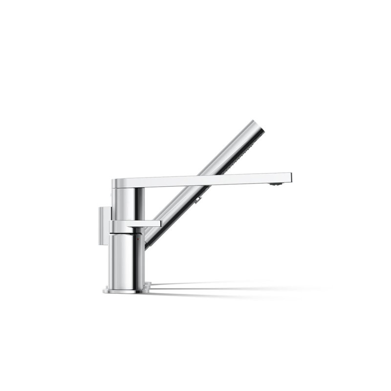 Composed Deck-Mount Bath Faucet With Handshower, Polished Chrome