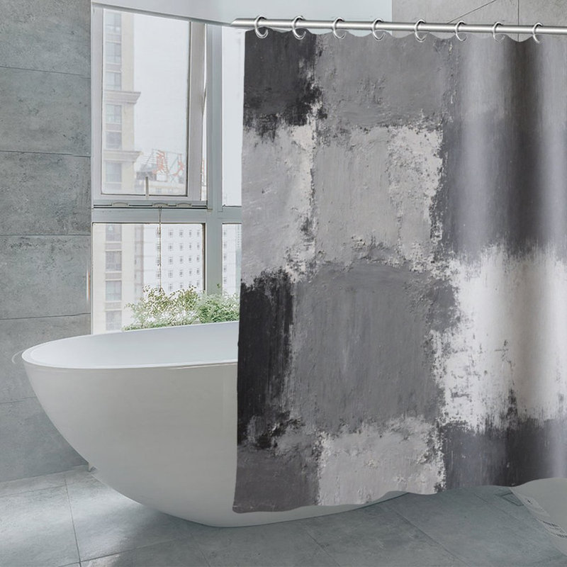 Rideaux de douche à carreaux gris pour salle de bain, 71 po x 71 po, Gris / abstrait 1