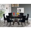 L'ensemble de salle à manger 7 pièces comprend une table et 6 chaises parsons en polyester beige clair avec dossier capitonné - Noir sablé-507873350-507873353