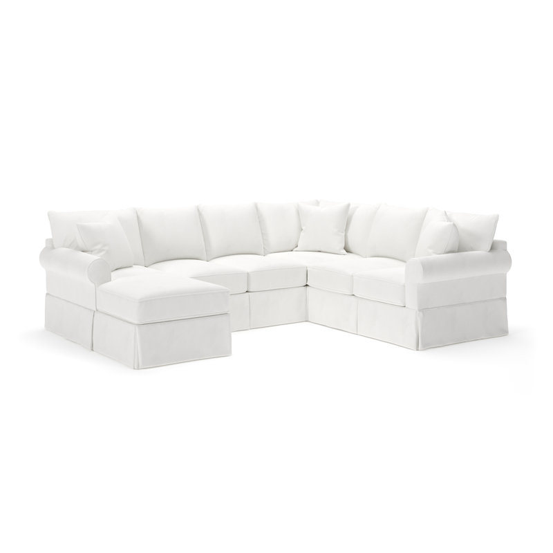 Amari 3 - Piece Slipcovered Sectional, Classic Bleach White Twill, Left Hand Facing
