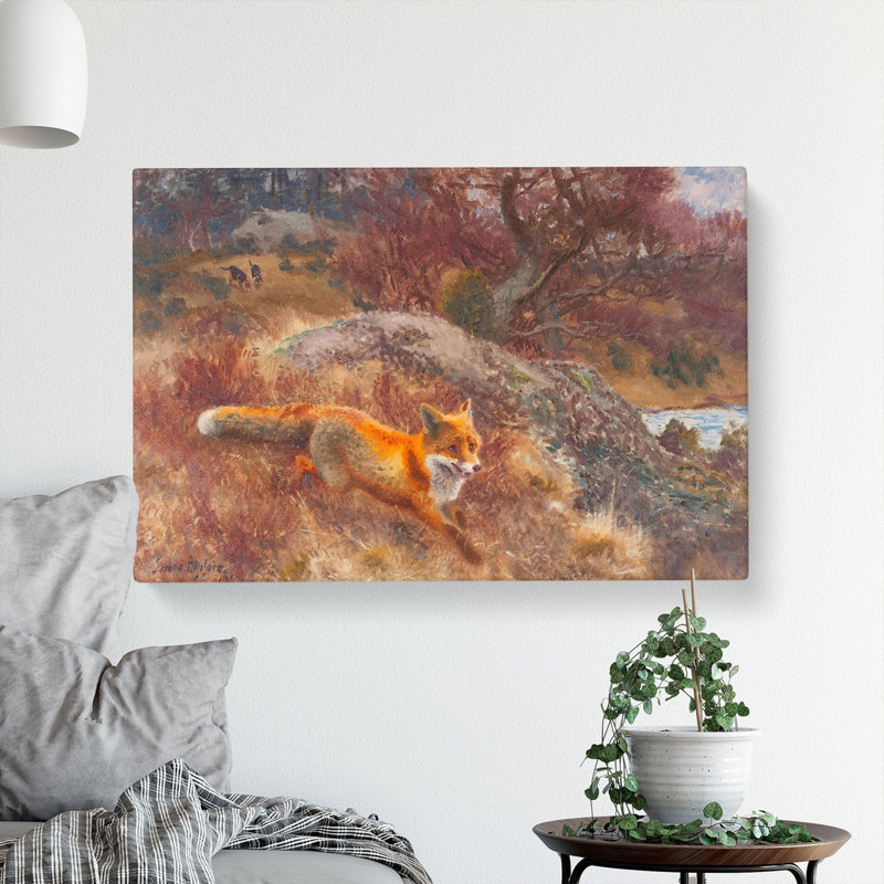Fox And Hunting Dogs Vol.3 by Bruno Liljefors - Wrapped Canvas Painting, 40cm H x 60cm W x 3cm D