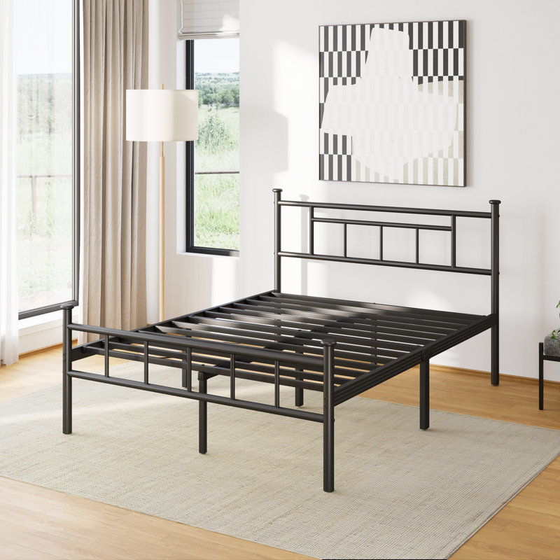Carrold 42" Platform queen bed frame with headboard, Heavy Duty metal bed frame Structure, No Box Spring Needed, No Squeak, Double Beds for Couples & Families, Ideal for Master Bedrooms & Shared Living Spaces
