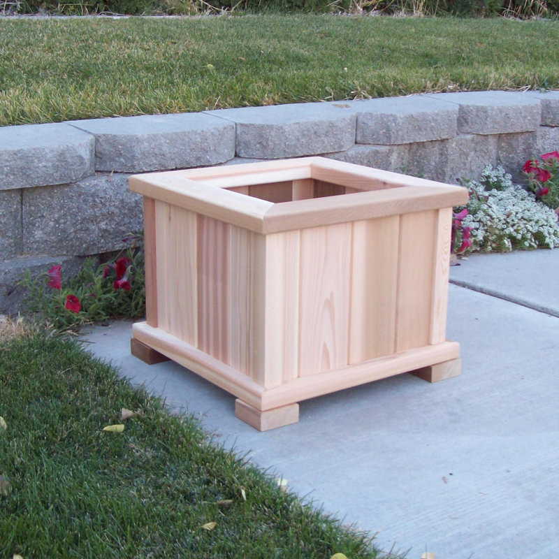 Brandsville Handmade Wood Planter Box, 17" H x 21" W x 21" D, Unstained