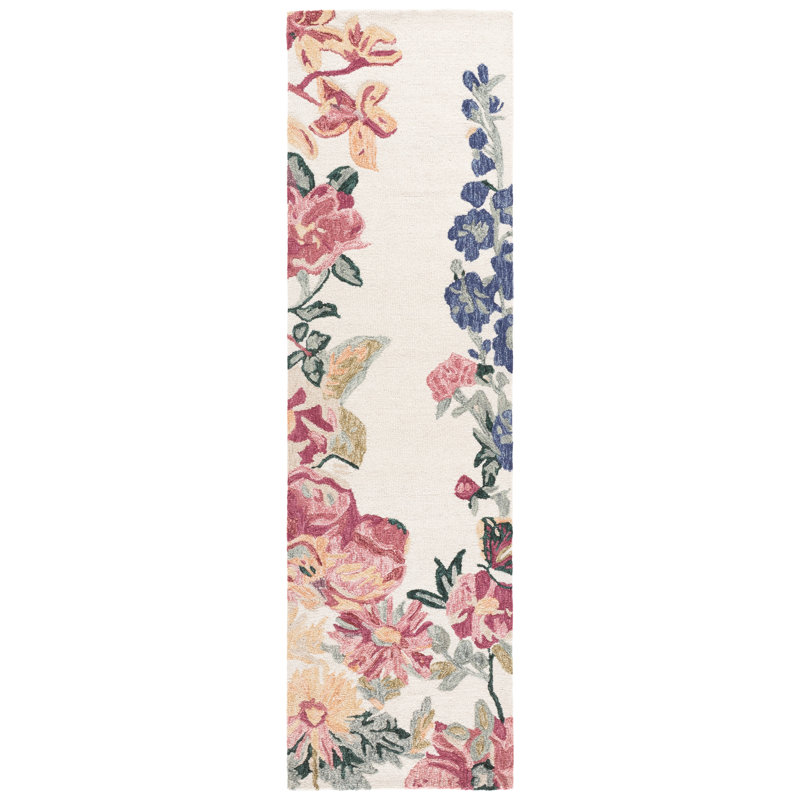 Tapis d'intérieur en laine touffeté à la main Jardin, Tapis de couloir 2 pi 3 po x 8 pi