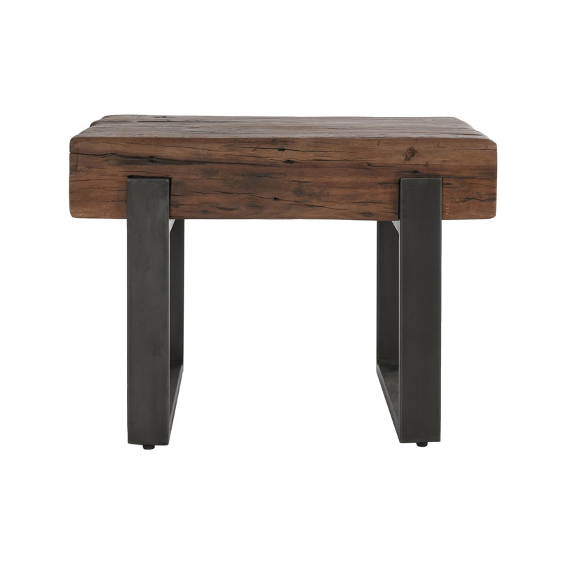 Duarte 30" Industrial Reclaimed Solid Wood End Table In Brown