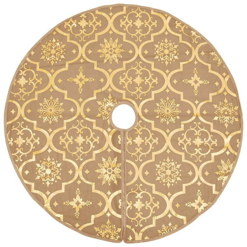 Kimber Luxury Christmas Tree Skirt with Sock, 90 cm, Yellow