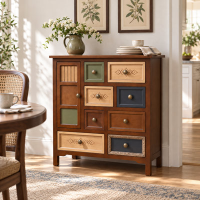 Cayden 8 Drawer Storage Cabinet with Colorful Front Design and Accent Style