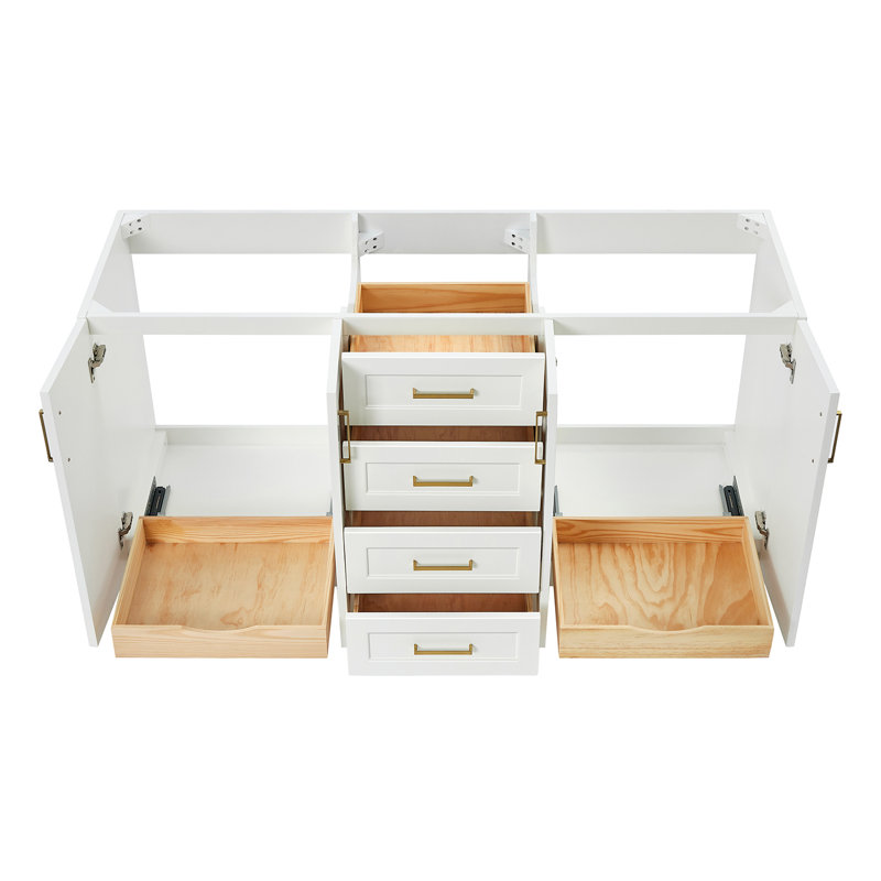 66'' Double Bathroom Vanity Base Only, White