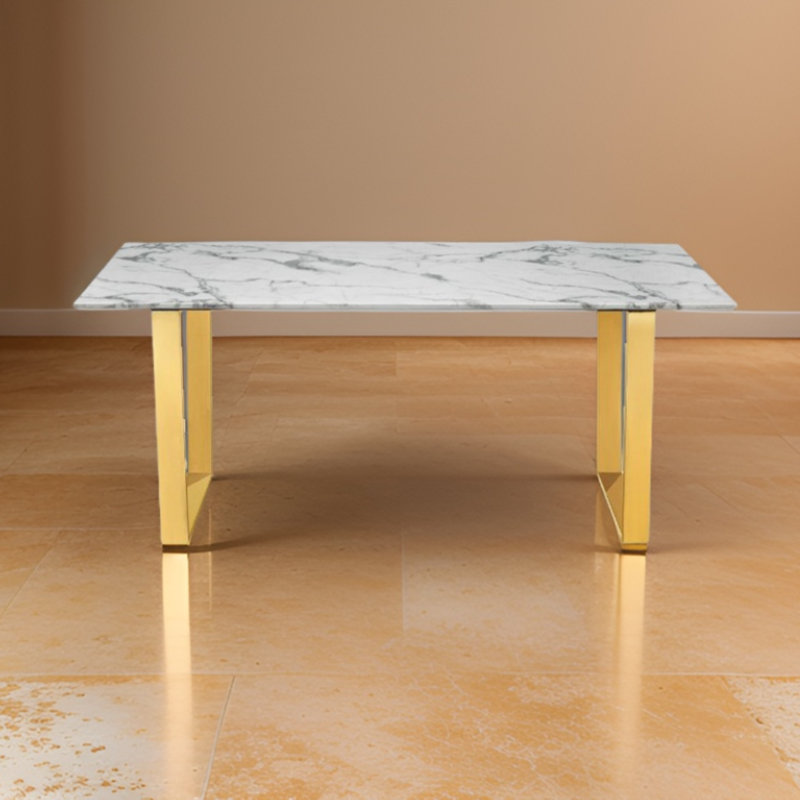 Swanston Faux Marble Top Metal Base Dining Table