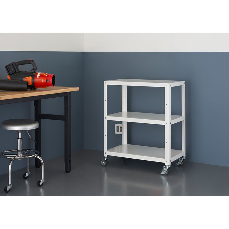 TRINITY 30 in. 3-Tier Metal Utility Cart w/ Wheels, White