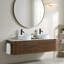 Meuble-lavabo mural de 60 pouces avec lavabo rond double à rayures blanches Carrara et tiroirs de rangement-483256512-483256518-483256519