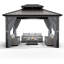 10'x12' Hardtop Gazebo – Aluminum Frame, Tin Roof, Curtains & Netting for Backyard Patio Garden