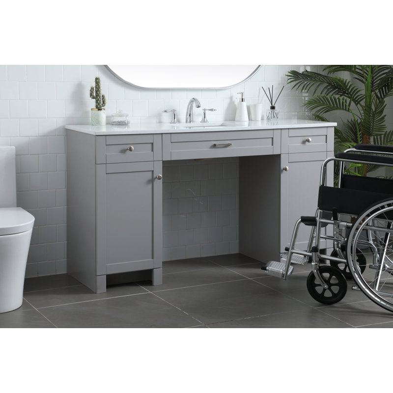 Cooper 60'' Single Bathroom Vanity with Engineered Marble Top, Gray