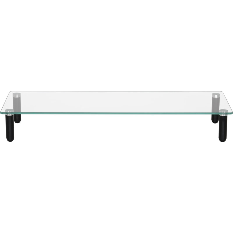 Clear Glass Monitor Stand with Black Legs
