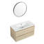 Meuble-lavabo de salle de bain 36 po - Lavabo en céramique, 2 tiroirs, aspect en contreplaqué tendance avec lavabo mural, style élégant à fermeture en douceur-842311773-842311762