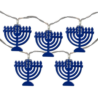 Ensemble de lumières Menorah Hanukkah - DEL blanche - fil transparent de 5 pi - 10 carats