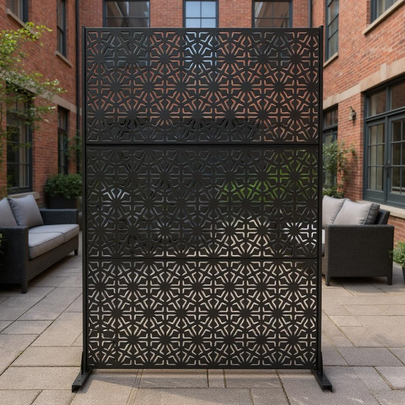 Ensemble de 3 écrans d'intimité 72 po x 47 po, cloison de séparation autoportante en métal pour patio, balcon et jardin