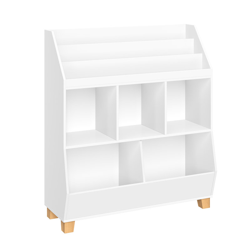 Organisateur de jouets pour tout-petits 35 pouces avec rangement pour casiers, bacs de rangement pour jouets et bibliothèque RiverRidge - blanc