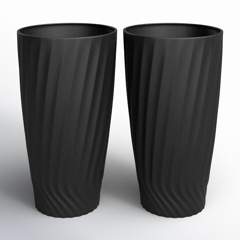 Boynton 24 Inch Tall Planters, Tree Planters with Shelf Insert, Morden Large Round Plant Pots Containers for Indoor/Outdoor Use