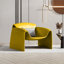 Fauteuil d'appoint moderne en similicuir, fauteuil lounge sculptural incurvé de 78 cm de large, fauteuil de lecture rembourré en cuir PU pour salon, chambre ou bureau-582250709