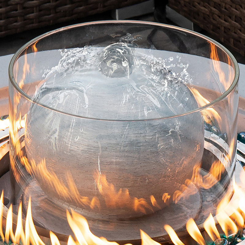Round Concrete Propane Smokeless Fire Pit, Gray