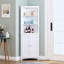 Armoire de rangement en coin blanche - Unité autoportante haute avec portes et tablettes, design contemporain pour salle de bain, cuisine, salon