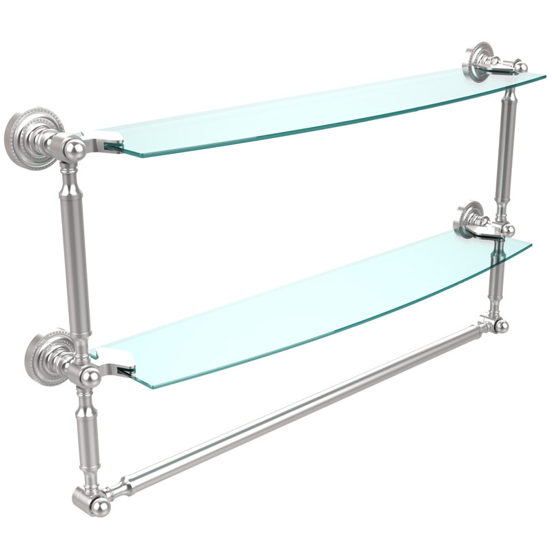 Tablette à 2 niveaux avec barre à serviettes Marchmont, H 15 po x l 28 po x P 6,1 po, Chrome satiné