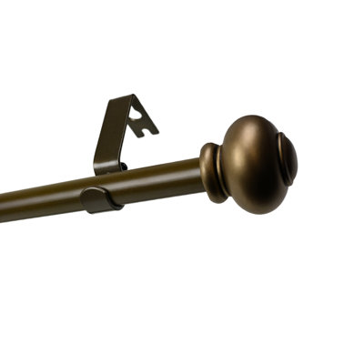 Fiske Steel Rod/Resin Finials Adjustable Single Curtain Rod