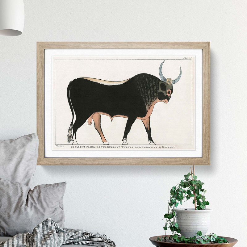 The Apis Bull by G.B. Belzoni - Picture Frame Graphic Art Print, 48cm H x 65cm W x 2cm D, Oak Framed