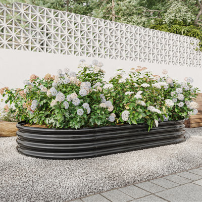 Metal Raised Planter Bed Outdoor - Black, 87.29"X45.79"X11.11", For Plants & Flowers, Rust- Build, Spacious Interior Garden Strong