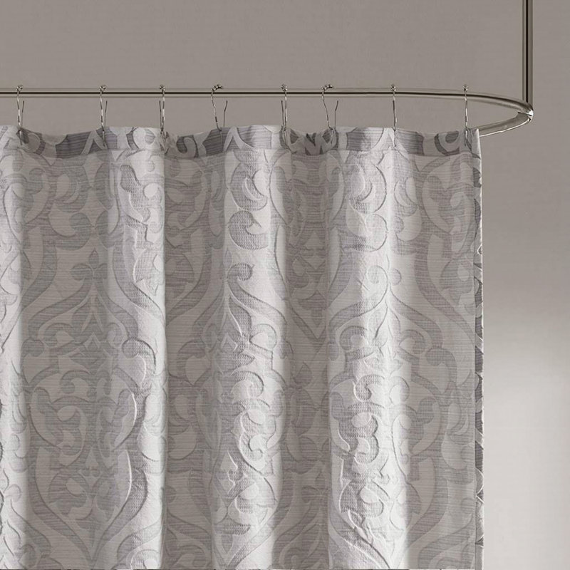 Rideau de douche en coton, Médaillon damassé, Argent